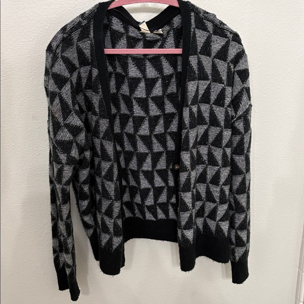 Roxy Black And Gray Patterned Sweater - image 1